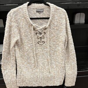 Michael Stars Women's Cream Lace-Up Sweater